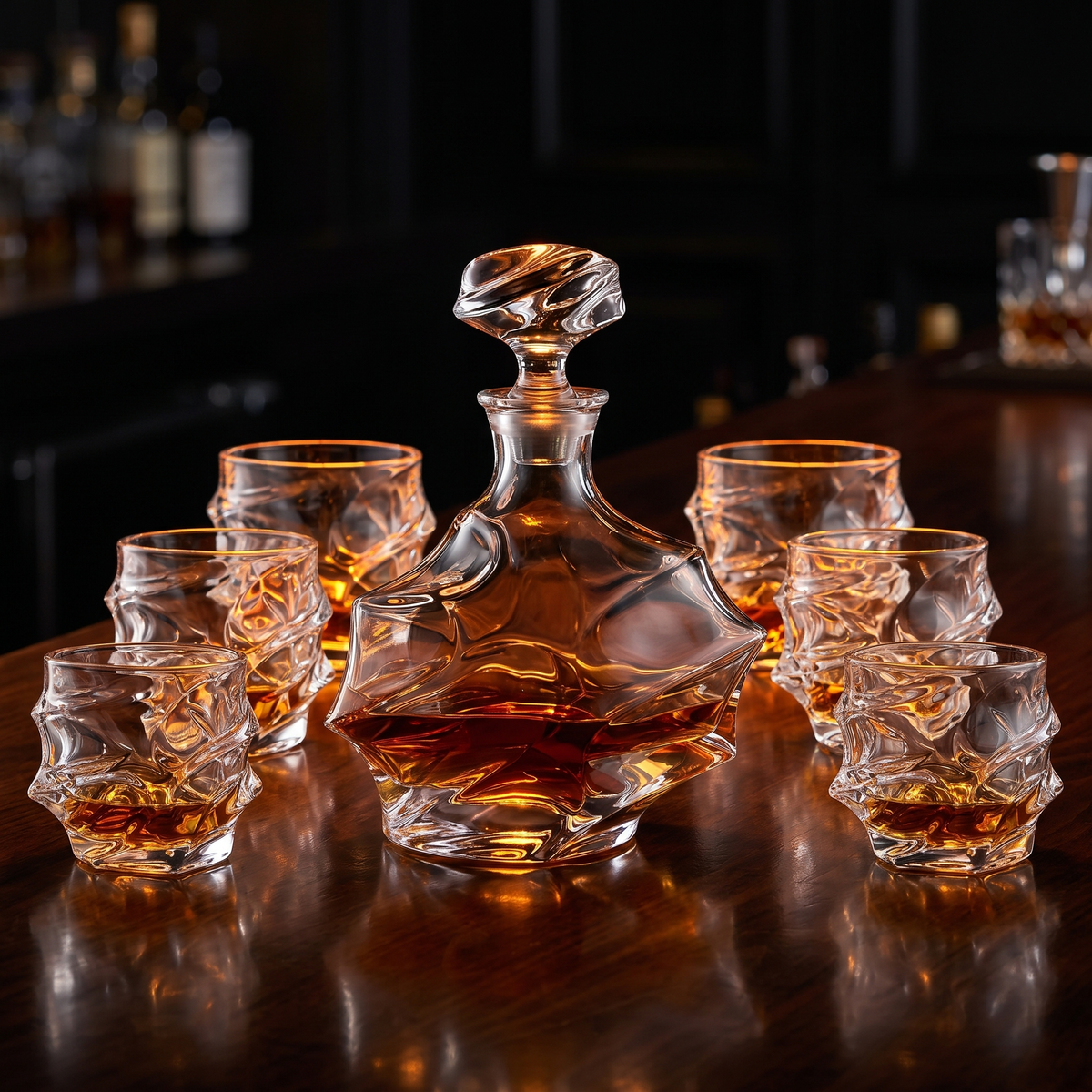 Prague Reserve — Sculpted decanter & 6 glasses