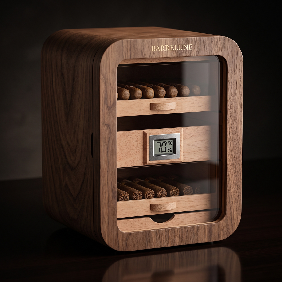 Vitrine Reserve — Brown cabinet cigar humidor, glass door